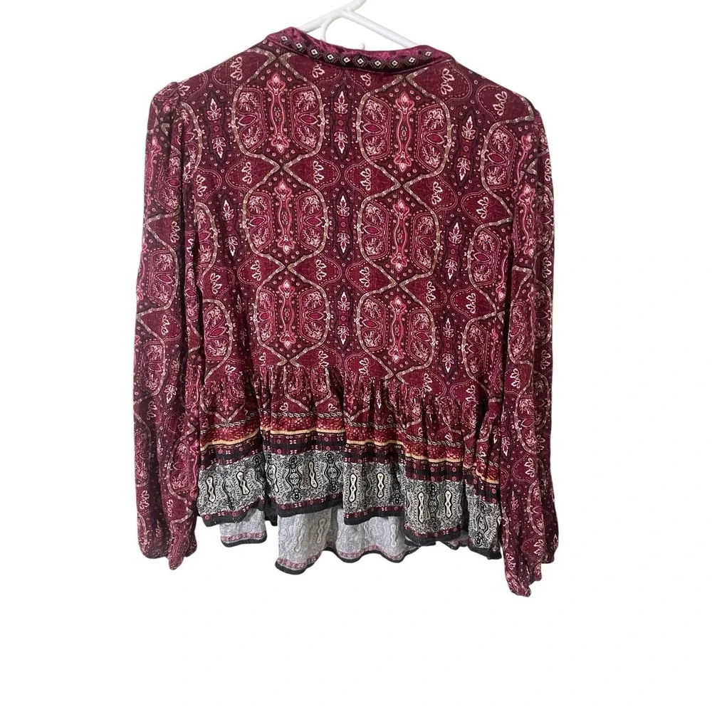 Vintage Embroidered Velvet Inlay Boho Whimsigoth Peasant Top Medium - Picture 2 of 7